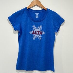 Women's Short Sleeve Alta Ski Resort Snowflake Logo T-shirt - Large - Royal Blue
